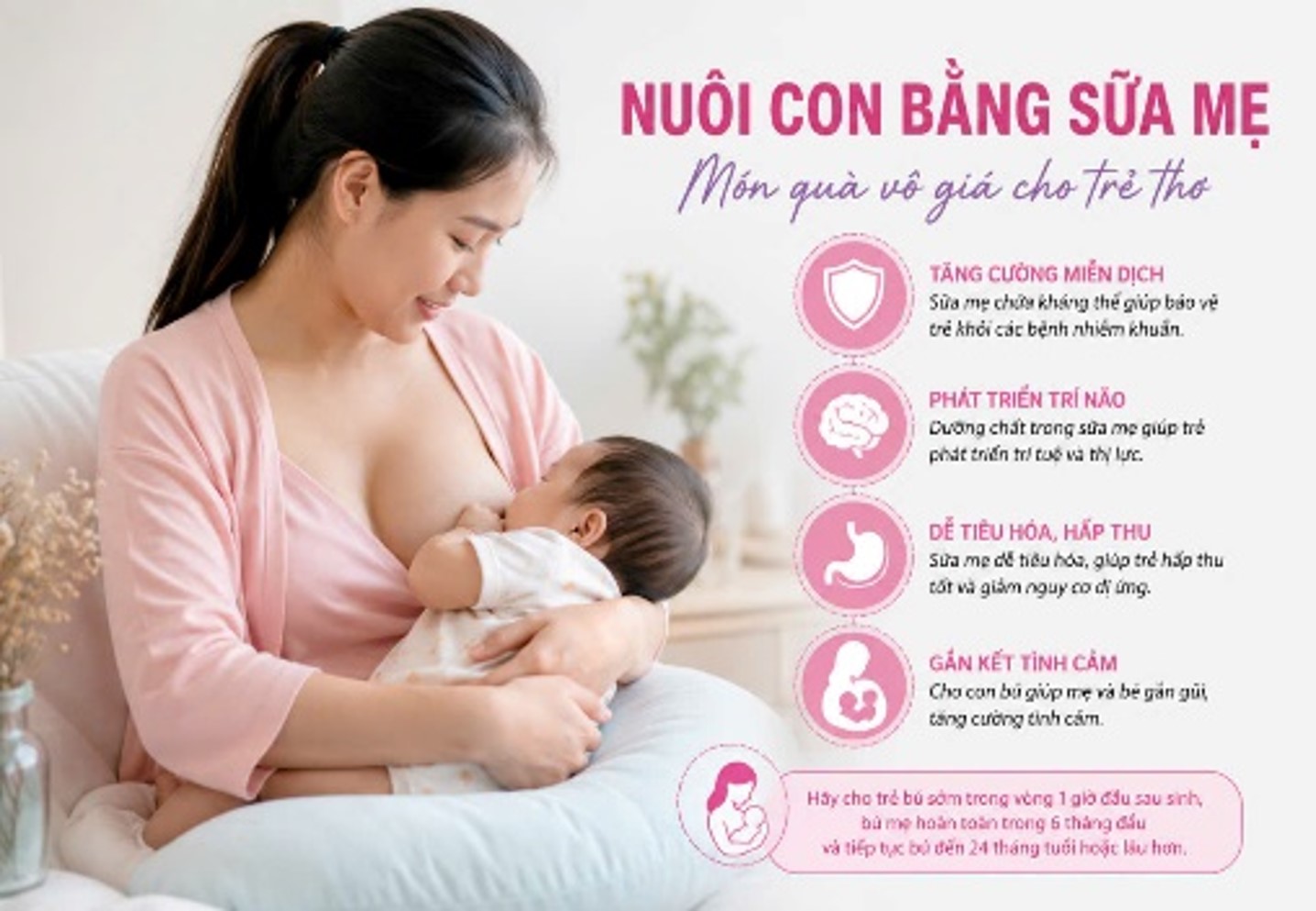 Những lợi ích khi nuôi con bằng sữa mẹ